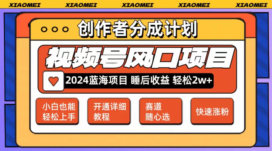 微信视频号大风口项目 轻松月入2w+ 多赛道选择，可矩阵，玩法简单轻松上手-财富课程