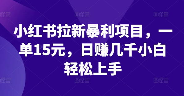 小红书的引流赚钱项目，一单15元，日赚好几千新手快速上手【揭密】-财富课程