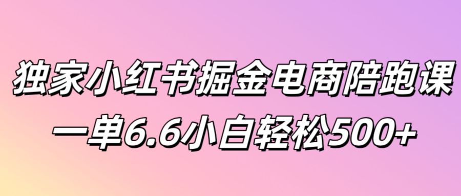 独家代理小红书的掘金队电子商务陪跑课一单6.6新手轻轻松松5张-财富课程