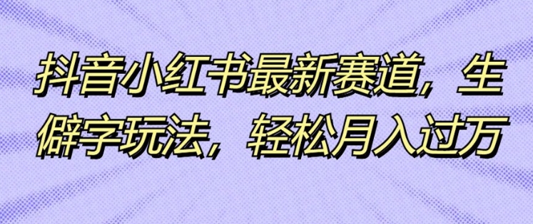 抖音小红书最新生态，不认识的字游戏玩法，轻轻松松月入了万-财富课程