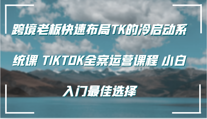 跨境电商老总快速布局TK的冷启系统软件课 TIKTOK软装营销课程 新手新手入门最好的选择-财富课程