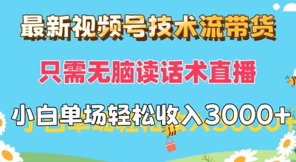 新视频号技术控卖货，仅需没脑子读销售话术直播间，小白单场直播纯收益都可以轻松做到3k-财富课程