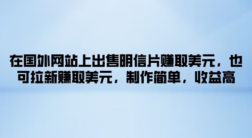 在海外网站上售卖名信片获得美金，也可以引流获得美金，制作简单，利润高-财富课程