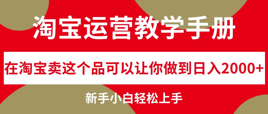 淘宝运营教学手册，在淘宝卖这个品可以让你做到日入2000+，新手小白轻…-财富课程