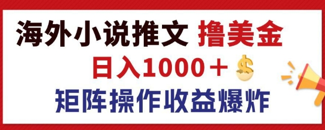 全新国外小说推文撸美元，日入1k  朝阳行业，引流矩阵变大盈利发生爆炸-财富课程