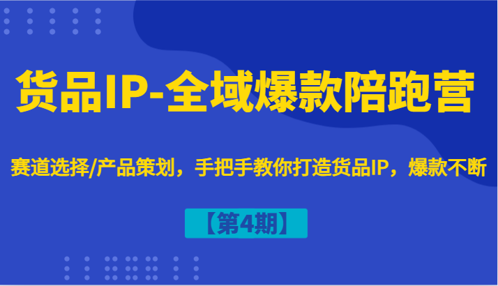 货物IP-示范区爆品陪跑营【第4期】跑道挑选/产品规划，教你如何打造出货物IP，爆品持续-财富课程