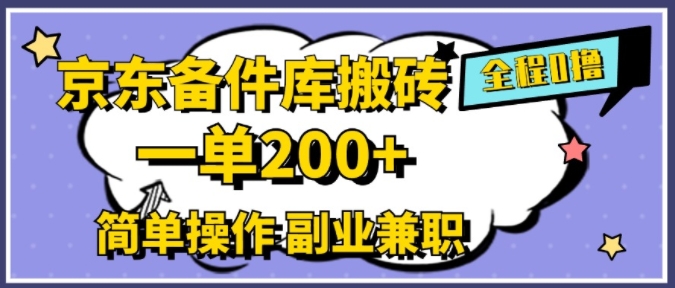 京东商城备件库打金，一单200 ，易操作，副业兼职优选-财富课程