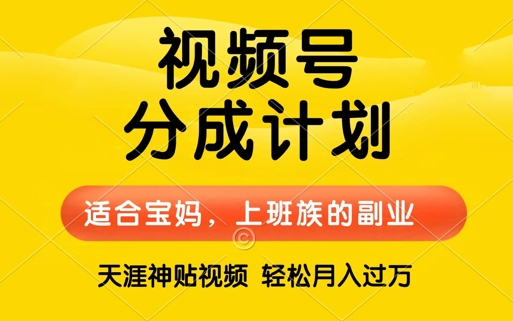 视频号分成计划，天涯贴视频，赚收益，轻松月入过万，操作简单，适合宝妈，上班族-财富课程