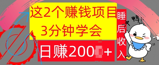 这2个项目，3分钟学会，日赚几张，懒人捡钱-财富课程