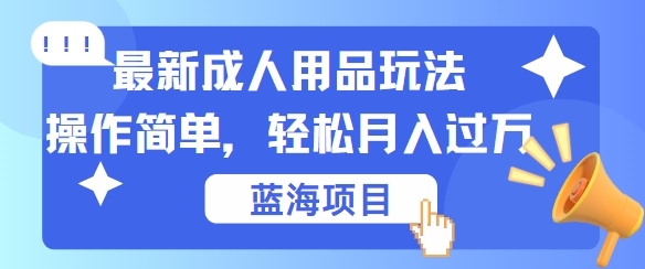 最新成人用品项目玩法，操作简单，动动手，轻松日入几张【揭秘】-财富课程