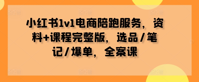 小红书1v1电商陪跑服务，资料+课程完整版，选品/笔记/爆单，全案课-财富课程