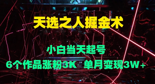 天选之人掘金术，小白当天起号，6个作品涨粉3000+，单月变现3w+-财富课程