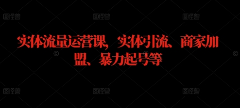 实体流量运营课，实体引流、商家加盟、暴力起号等-财富课程