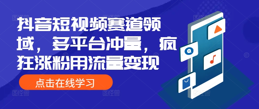 抖音短视频赛道领域，多平台冲量，疯狂涨粉用流量变现-财富课程