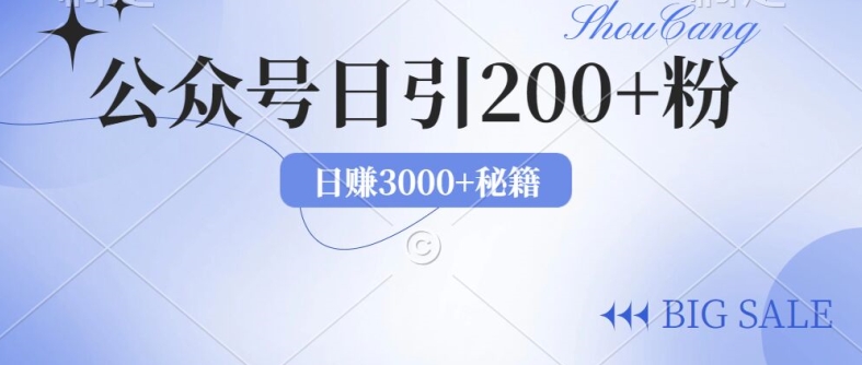 2024年用AI洗稿公众号日引流200+创业粉-财富课程