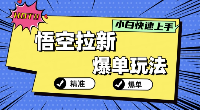 悟空拉新爆单玩法，精准引流，小白分分钟上手-财富课程