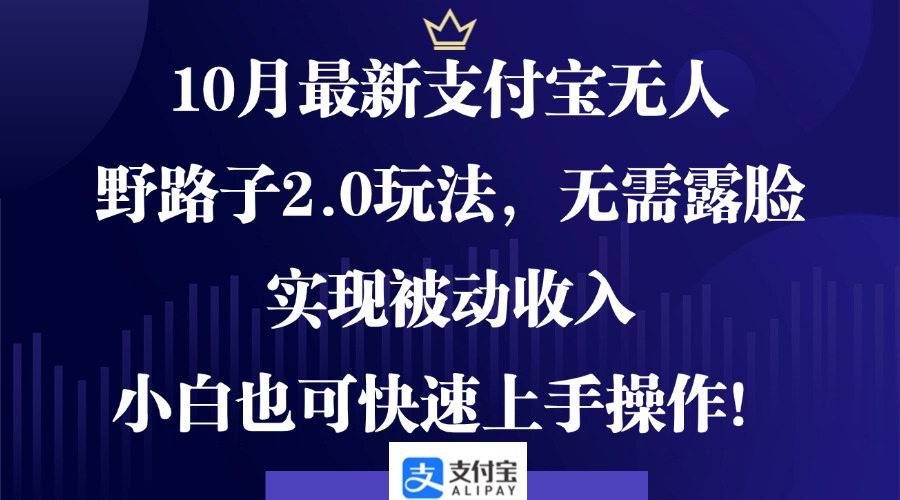 10月最新支付宝无人野路子2.0玩法，无需露脸，实现被动收入，小白也可…-财富课程