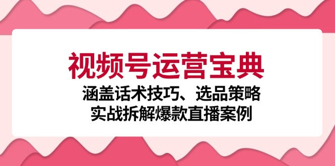 视频号运营宝典：涵盖话术技巧、选品策略、实战拆解爆款直播案例-财富课程