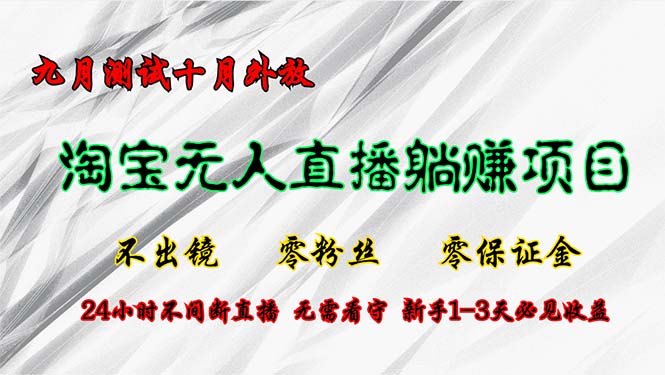 淘宝网无人直播全新游戏玩法，九月检测十月外向，不出境零粉丝们零担保金，24小…-财富课程