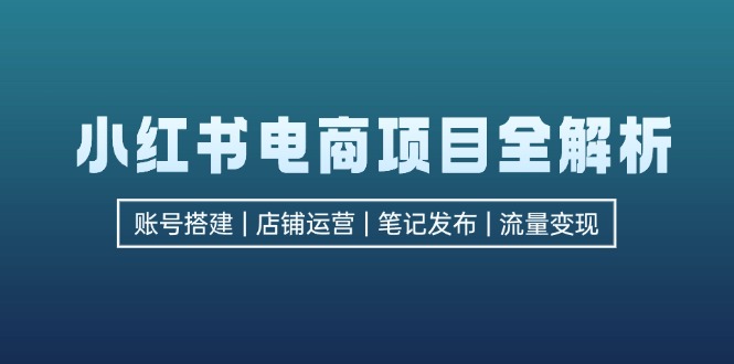 小红书电商新项目全面解析，包含账户构建、店铺管理、手记公布  完成数据流量变现-财富课程