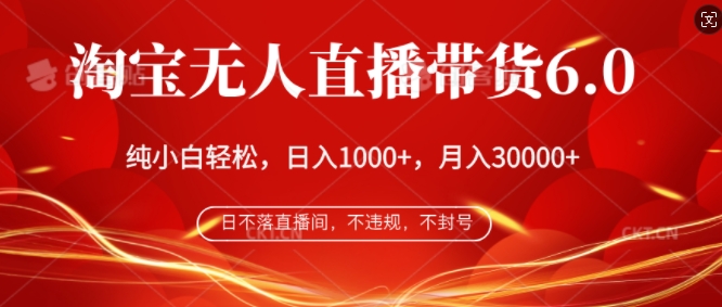 淘宝网没有人直播卖货6.0，不违规，防封号，纯小白快速上手，月入了万-财富课程