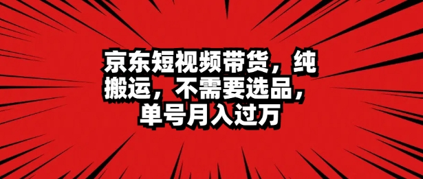 京东商城短视频达人卖货 没脑子运送 不用选款 引流矩阵实际操作 运单号一周破万-财富课程