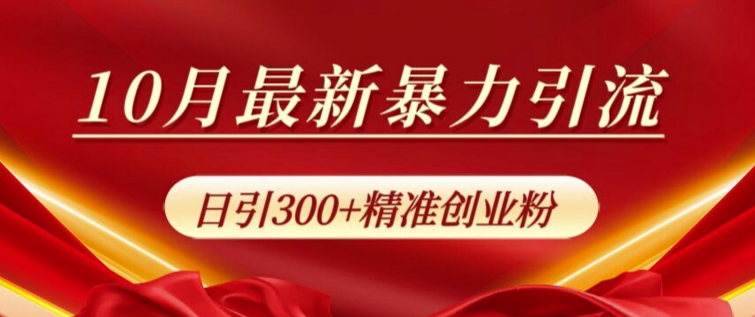 10月全新暴力行为引流方法，公域极致闭环控制，日引300 精确自主创业粉【揭密】-财富课程