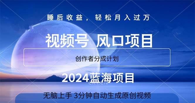 2024蓝海项目，3分钟自动生成视频，月入过万-财富课程