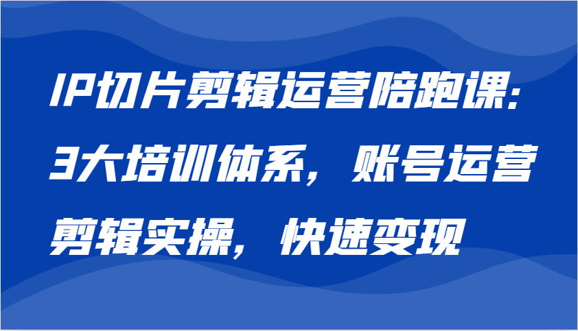 IP切片剪辑运营陪跑课，3大培训体系：账号运营 剪辑实操 快速变现-财富课程