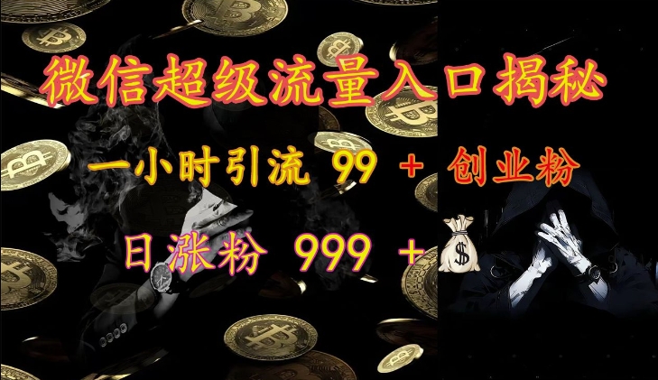 手机微信非常流量来源揭密：一小时引流方法 99   自主创业粉，日增粉 999-财富课程