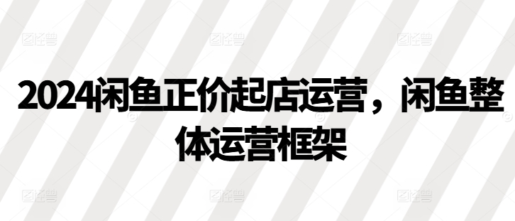 2024闲鱼平台原价出单经营，闲鱼平台总体运营框架-财富课程