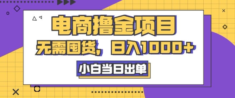 电子商务撸金新项目，无需囤货，日入多张，小白当日开单，人性玩法，回购持续-财富课程