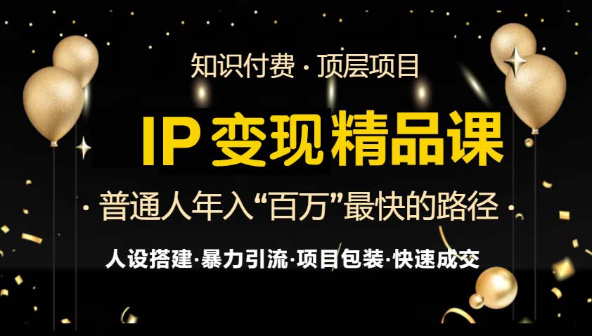 IP变现最新精品课程，知识付费全流程+最强引流术+小白避坑指南-财富课程