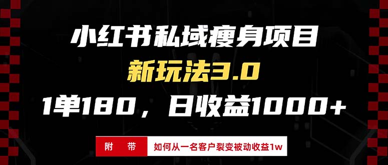 小红书的减肥新项目3.0方式，新手入门日赚盈利1000 （附从一名客户裂变盈利…-财富课程