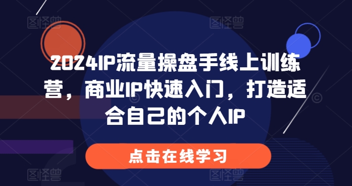 2024IP流量操盘手线上训练营，商业IP快速入门，打造适合自己的个人IP-财富课程