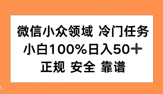 微信小众领域冷门特定任务，小白100%日入50+，正规安全靠谱-财富课程