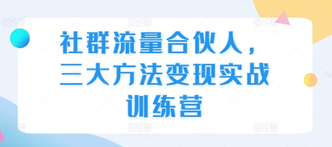 社群流量合伙人，三大方法变现实战训练营-财富课程