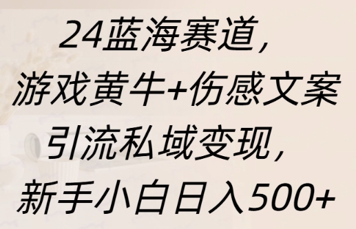 蓝海赛道，游戏黄牛+伤感文案引流私域变现，新手小白日入多张-财富课程