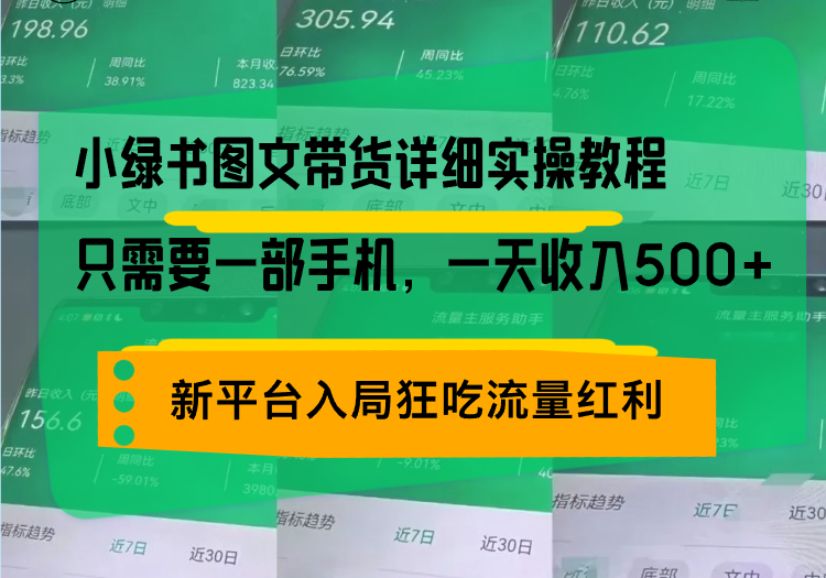 小绿书图文带货详细实操教程，只需要一部手机，一天收入500+，轻松变现-财富课程