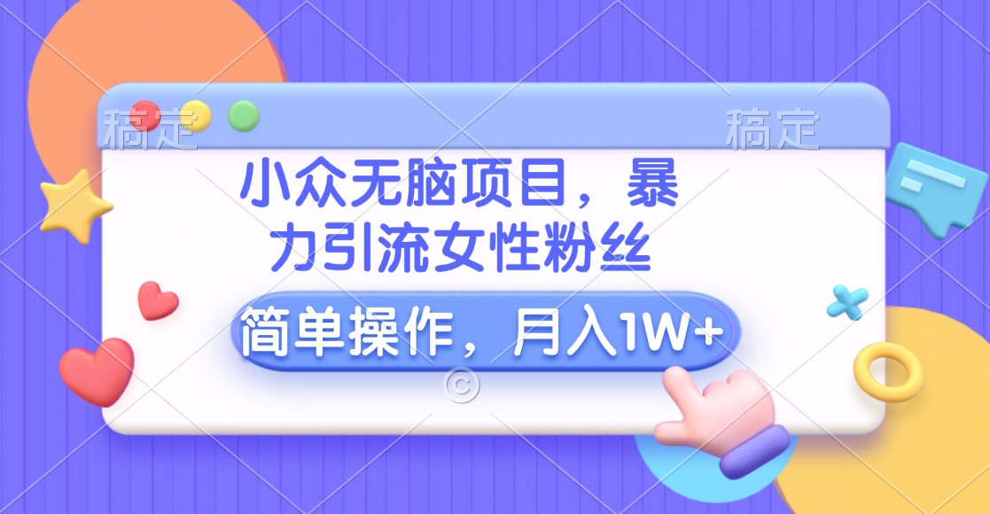 小众无脑项目，暴力引流女性粉丝，简单操作，月入10000+元-财富课程