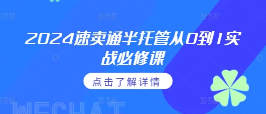 2024速卖通半托管从0到1实战必修课，掌握通投广告打法、熟悉速卖通半托管的政策细节-财富课程