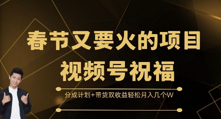 春节又要火的项目视频号祝福，分成计划+带货双收益，轻松月入几个W【揭秘】-财富课程