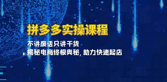 拼多多平台实操课程：不谈空话只谈干货知识, 揭密电子商务最终秘密,助推迅速出单-财富课程