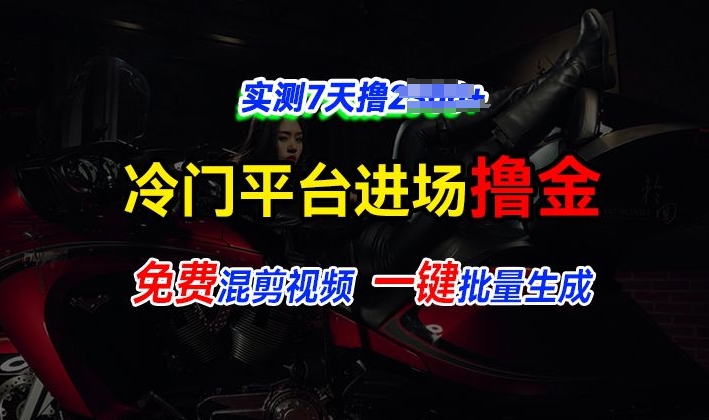 全新冷门平台视频，快速免费进场搞米，通过混剪视频一键批量生成，实测7天撸上千-财富课程