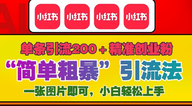 12月底小红书”简单粗暴“引流法，单条引流200+精准创业粉-财富课程