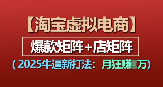 淘宝虚拟电商，2025牛逼新打法：爆款矩阵+店矩阵，月入过万-财富课程