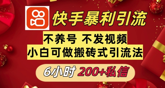 利用快手平台6小时不到200+私信，不发视频不养号-财富课程