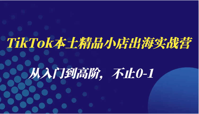 TikTok本土精品小店出海实战营，从入门到高阶，不止0-1-财富课程