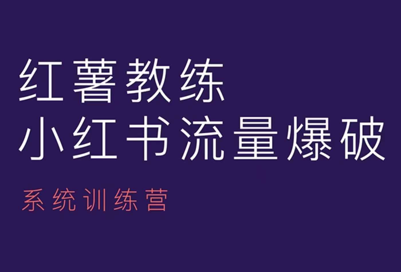 红薯教练-小红书内容运营课，小红书运营学习终点站-财富课程