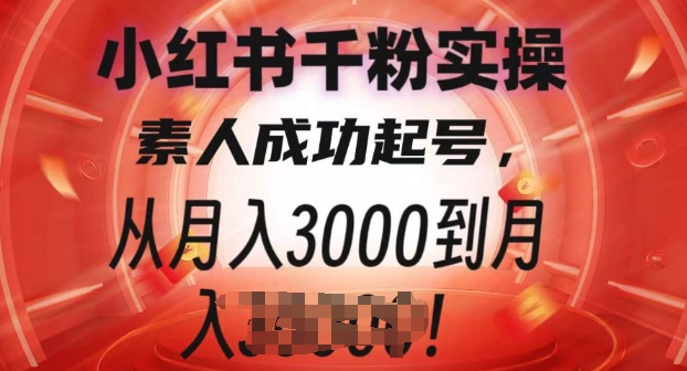 小红书千粉实操课，素人成功起号，从月入3000到月入过W-财富课程